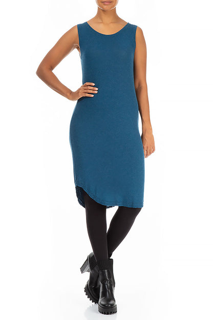 Sleeveless Blue Viscose Angora Dress 3