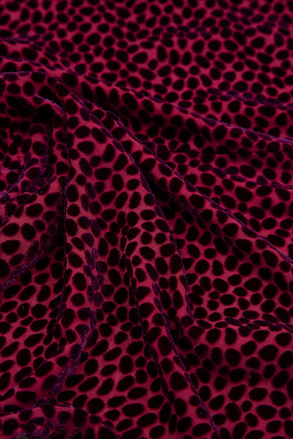 Sleeveless Devoré Dot Magenta Silk Velvet Blouse