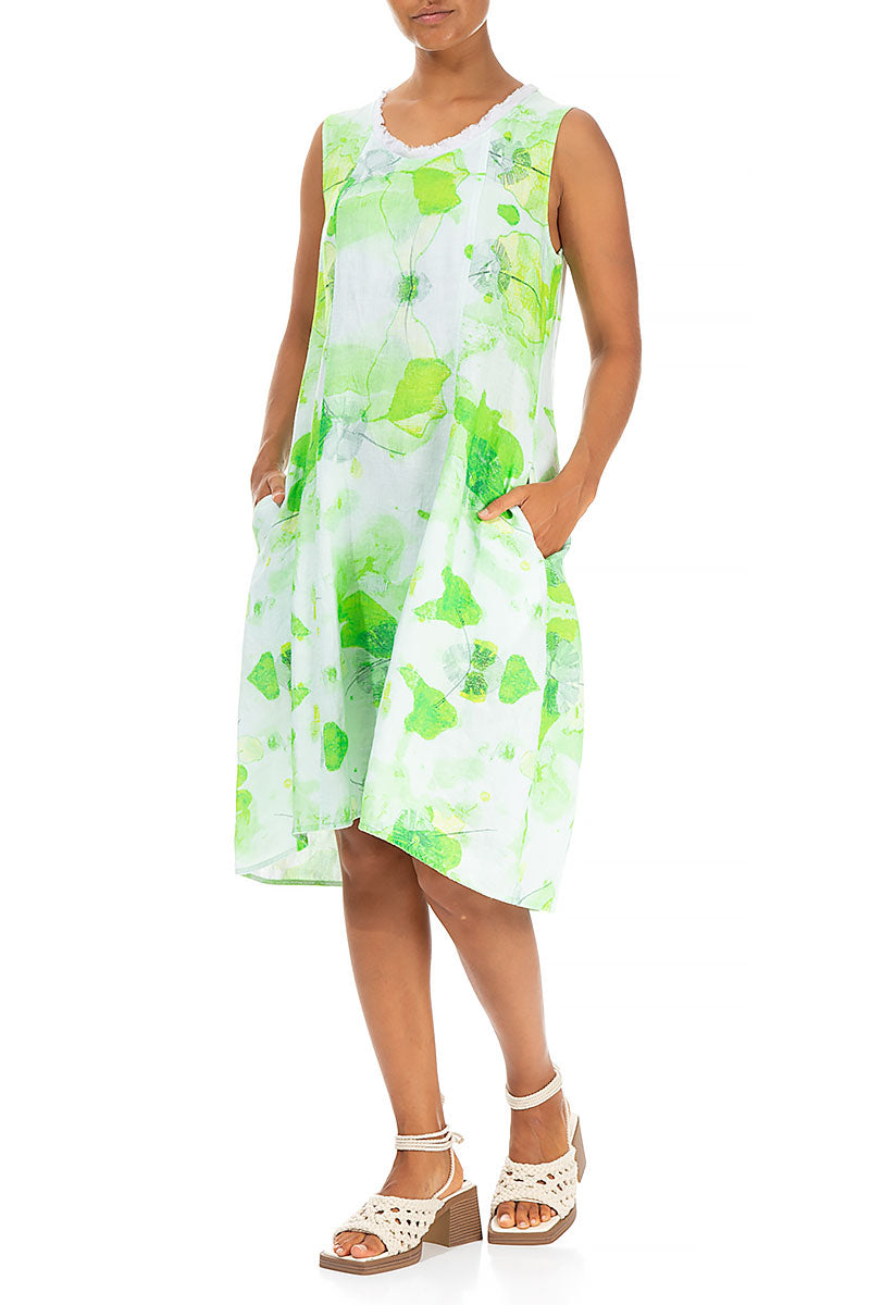 Sleeveless Greenery Linen Dress 