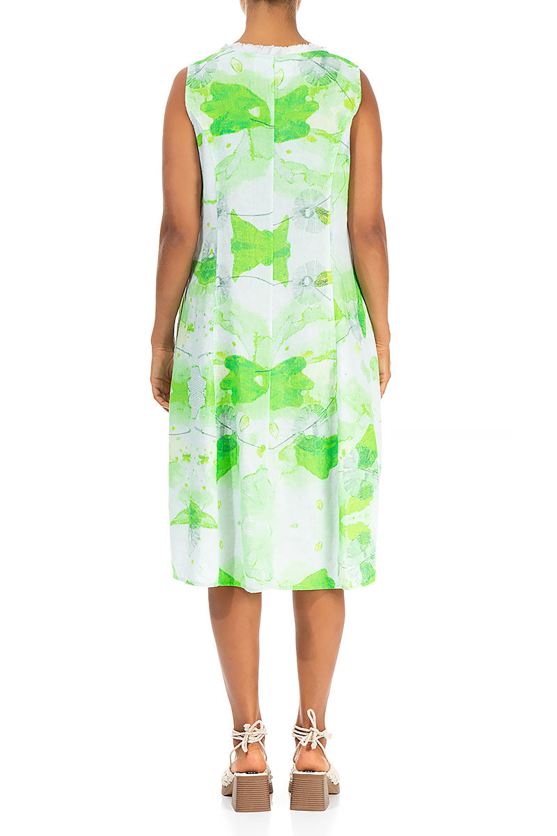 Sleeveless Greenery Linen Dress