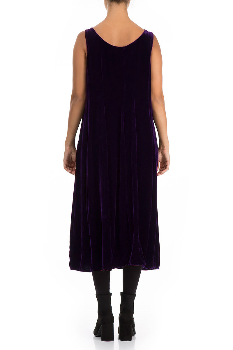 Sleeveless Royal Purple Silk Velvet Dress