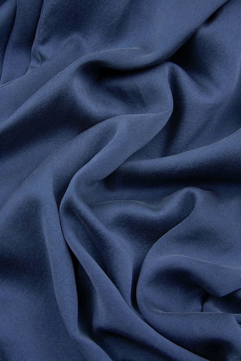 Sleeveless V-Neck Petrol Blue Silk Top 5