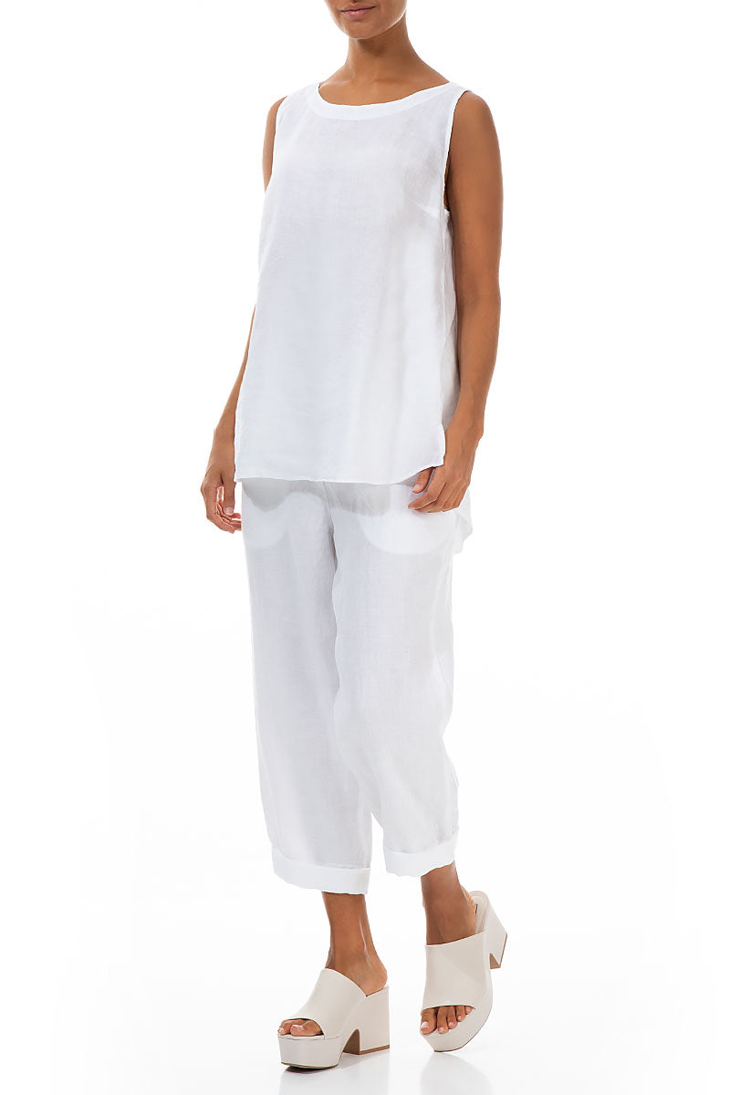 Sleeveless White Linen Top 5