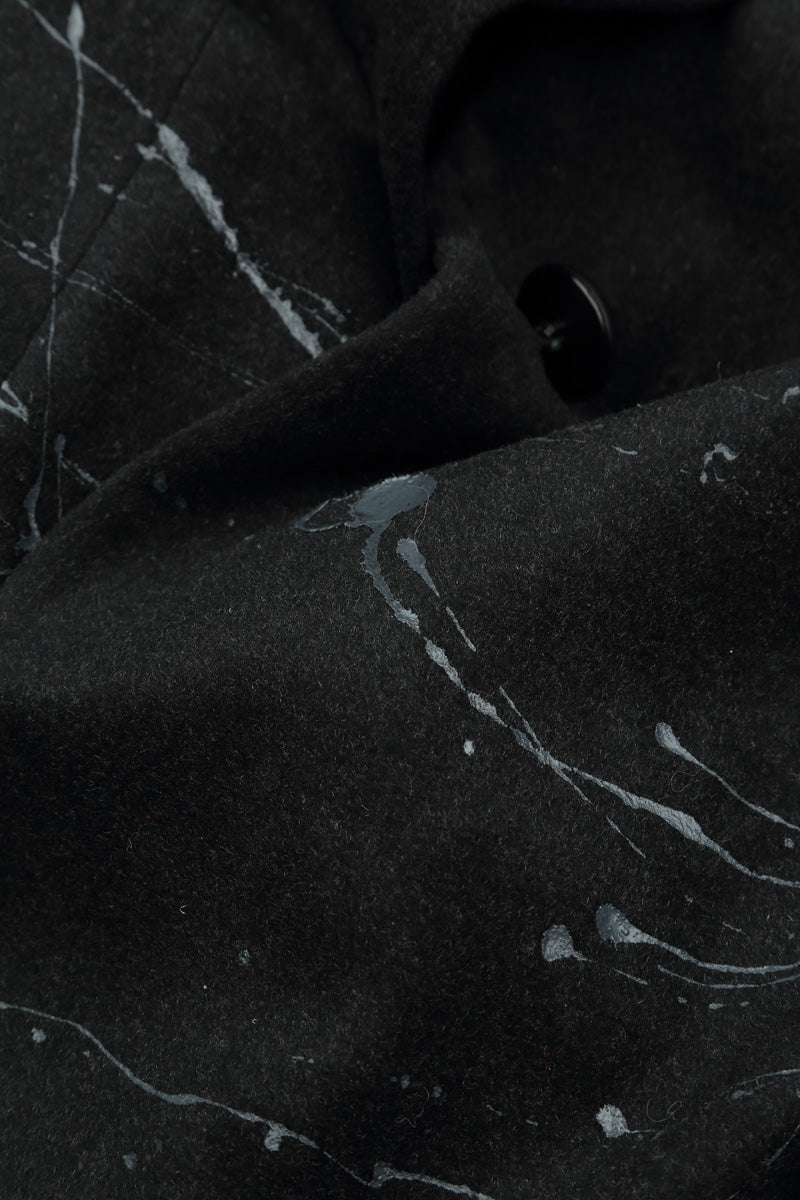 Splash Collar Black Wool Coat 5