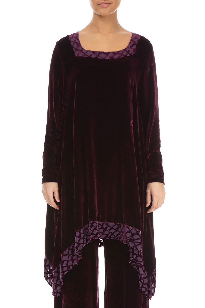 Square Neck Mulberry Silk Velvet Tunic