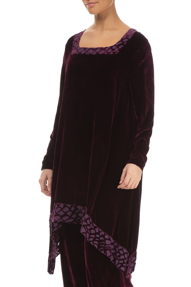 Square Neck Mulberry Silk Velvet Tunic