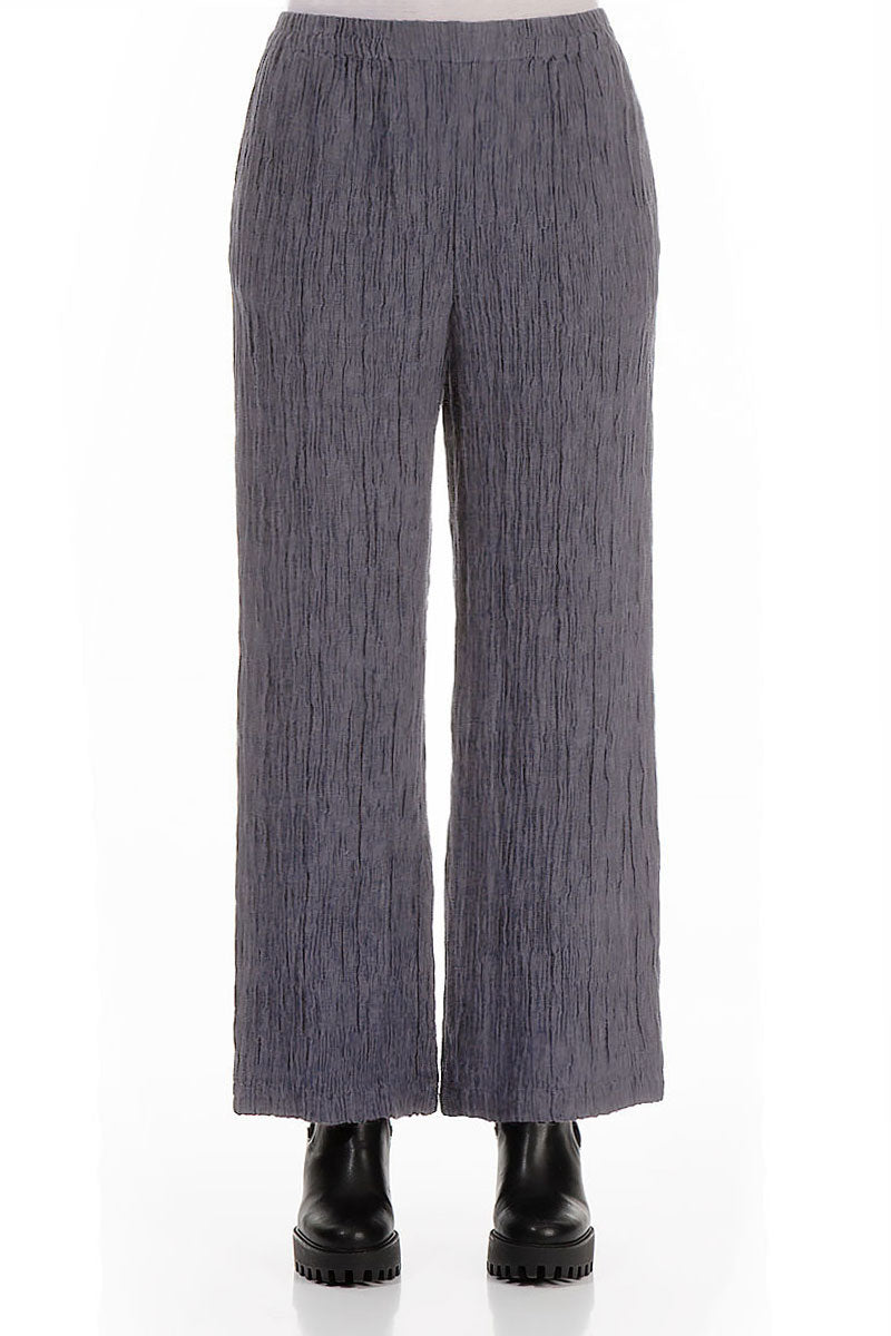 Straight Crinkled Iron Silk Trousers