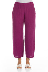 Straight Cropped Orchid Silk Viscose Trousers 1