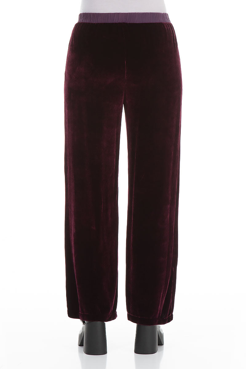 Straight Wide Mulberry Silk Velvet Trousers