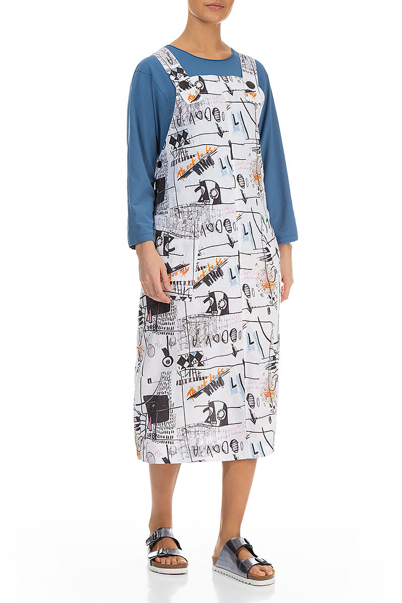 Street Art Linen Overall Dress 3
