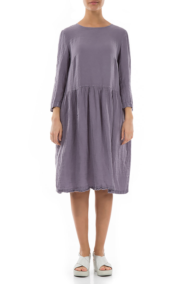 Swingy Violet Linen Dress