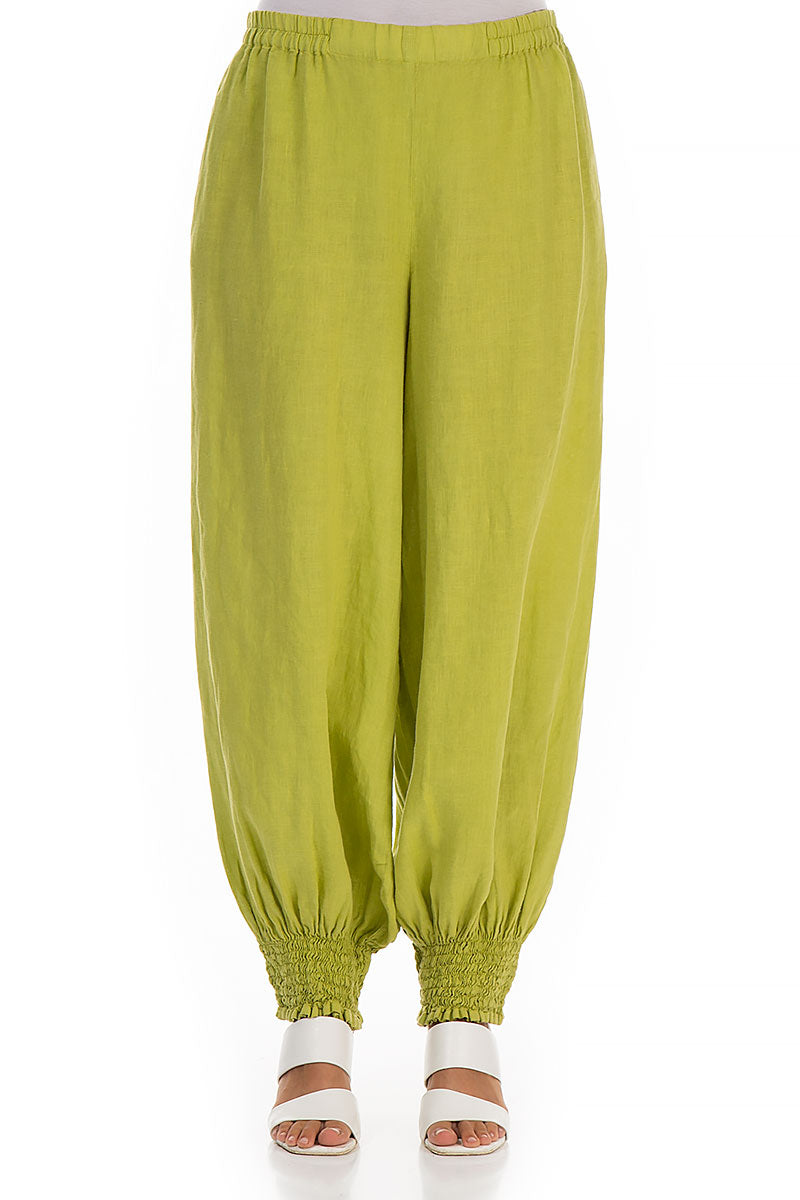 Taper Moss Green Linen Trousers