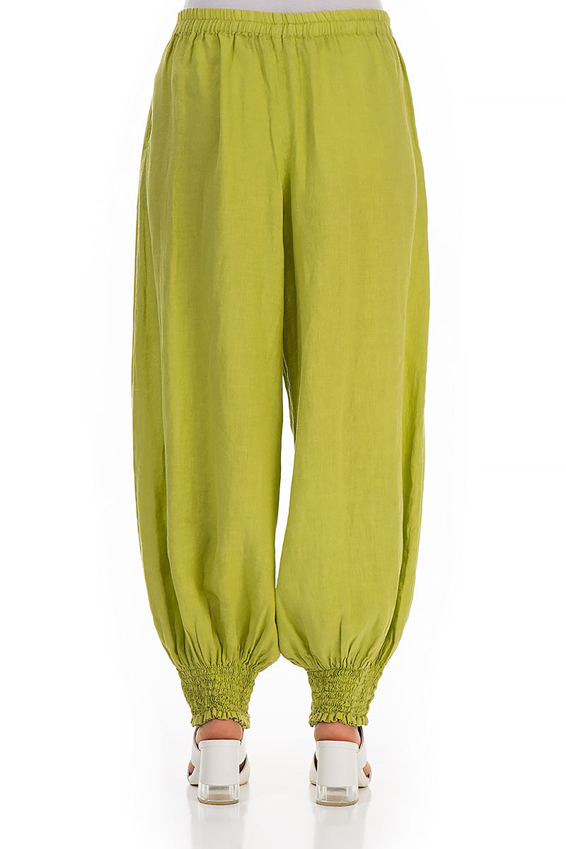 Taper Moss Green Linen Trousers