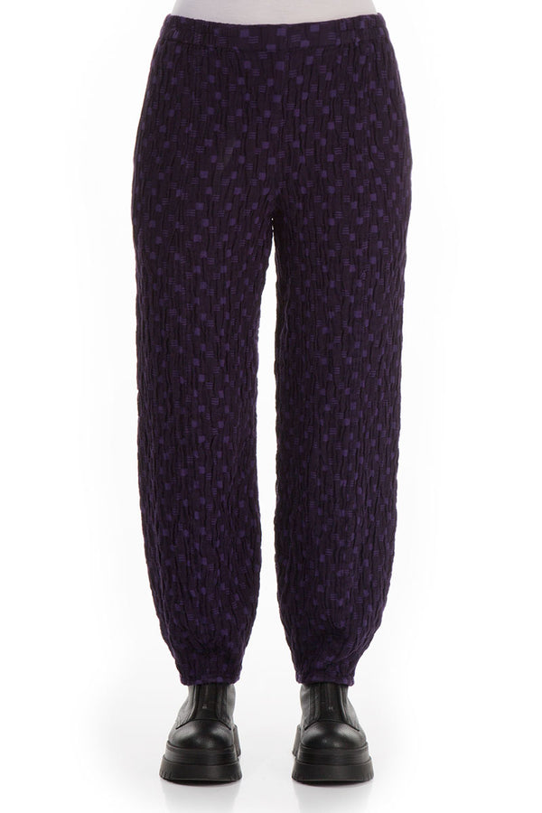 Tapered Purple Textured Linen Trousers 1