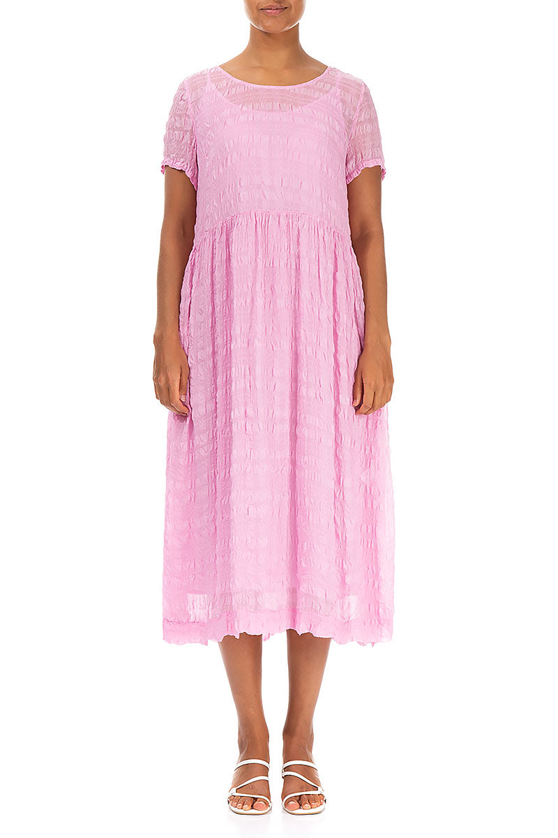 Textured Taffy Pink Light Silk Dress
