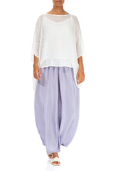 White Textured Kaftan Silk Blouse 4