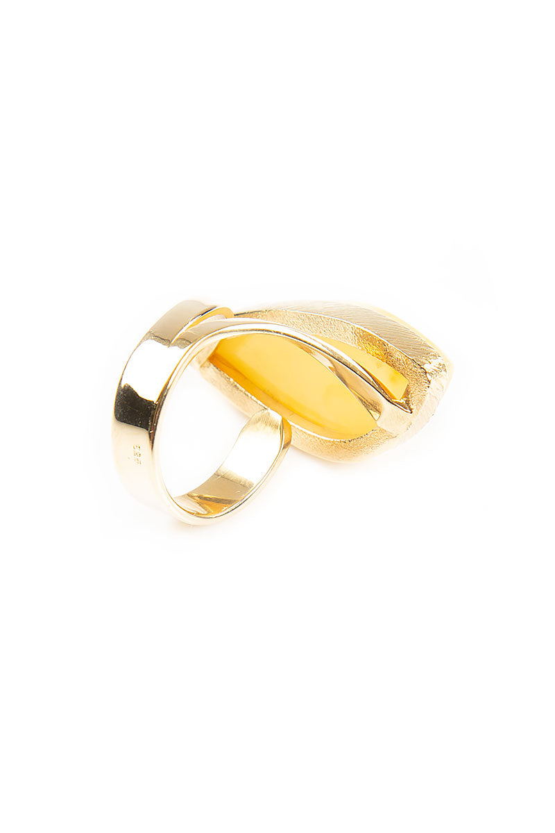 Triangle Yellow Amber Ring