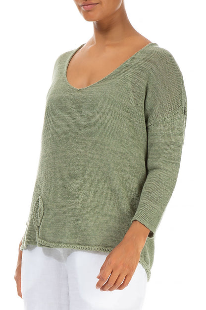 Twisted Plait Pistachio Linen Jumper 3