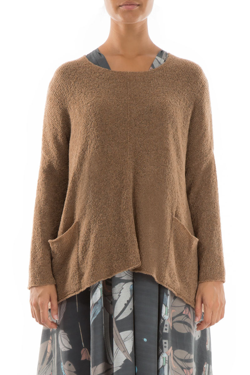 Two Pockets Caramel Wool Sweater 1