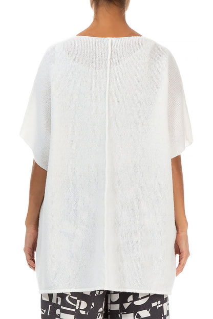 Two Pockets White Wool Sweater 2