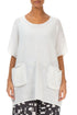 Two Pockets White Wool Sweater 1