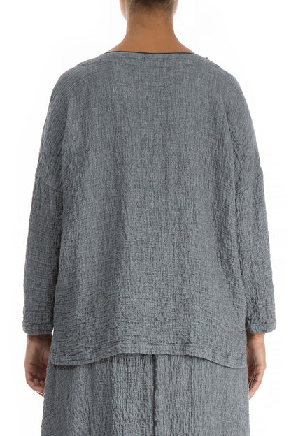 V-Neck Grey Wool Blouse 2