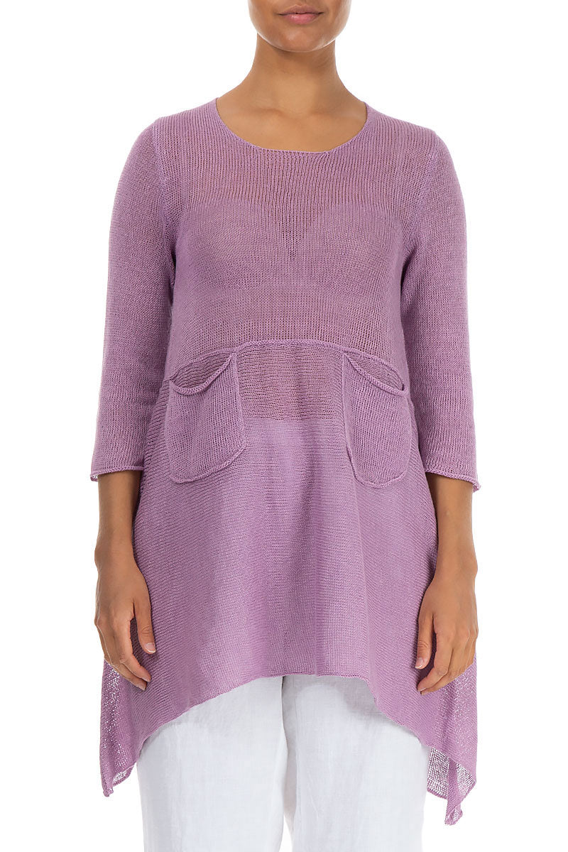 Waist Pockets Lilac Linen Sweater