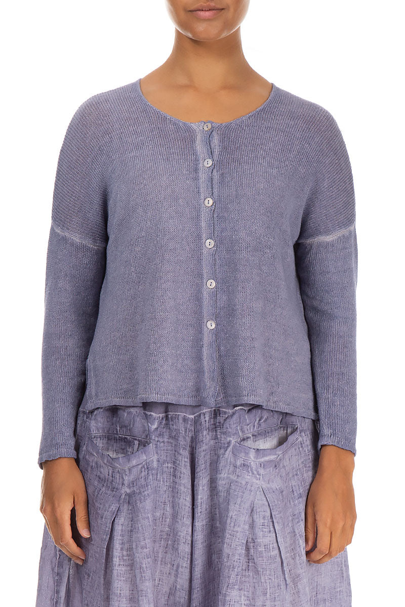 Washed Effect Purple Cardigan 1