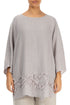 Wavy Line Decorated Grey Linen Tunic 1