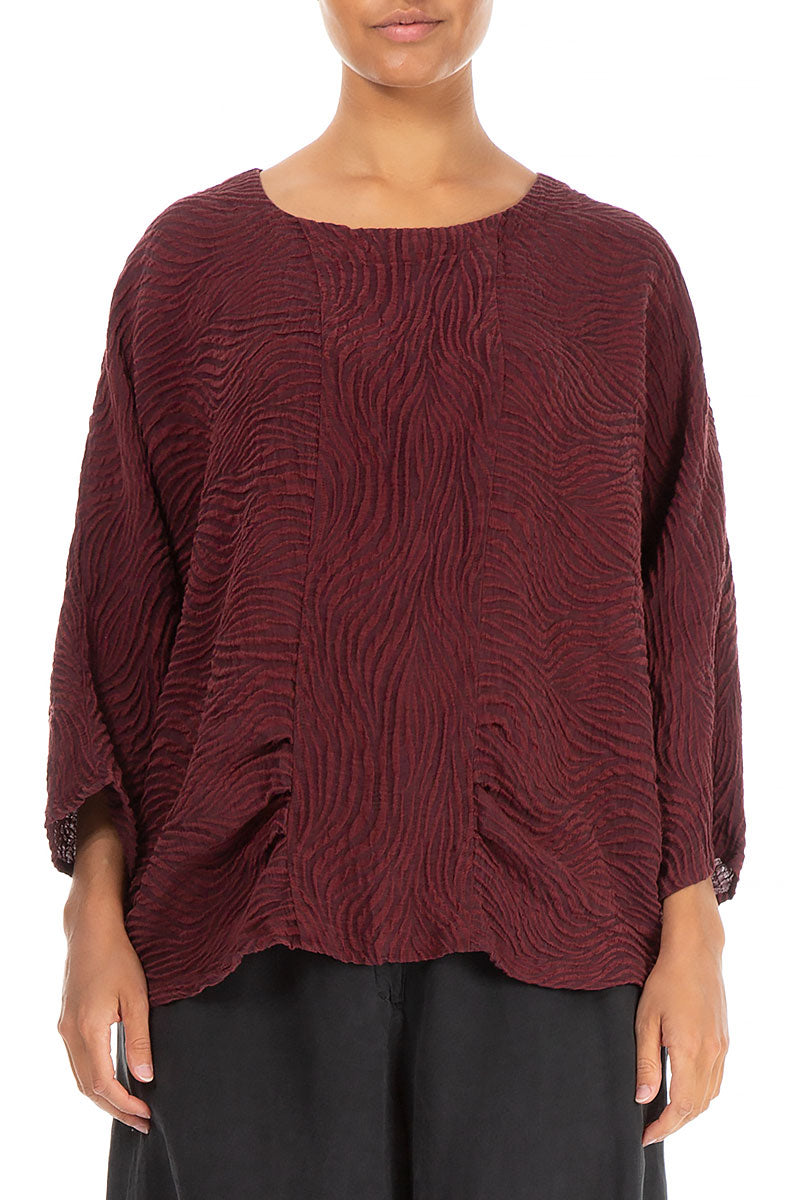 Wawes Burgundy Silk Linen Blouse