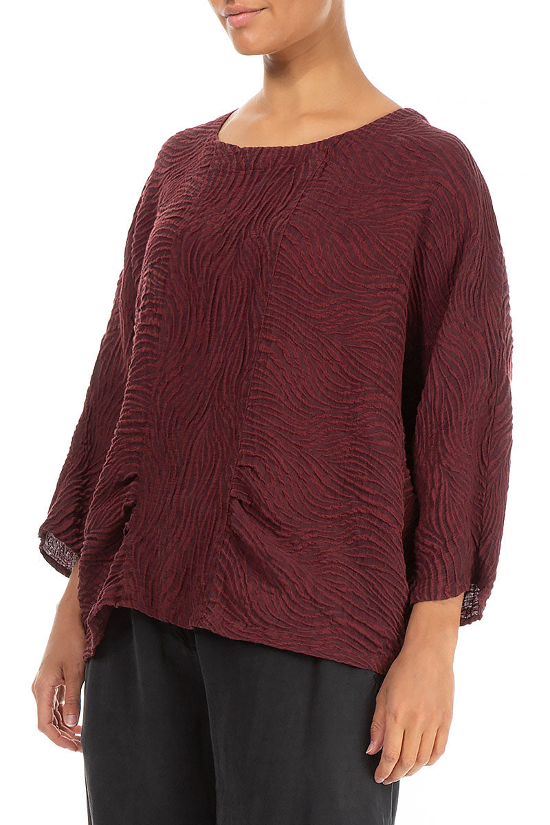 Wawes Burgundy Silk Linen Blouse