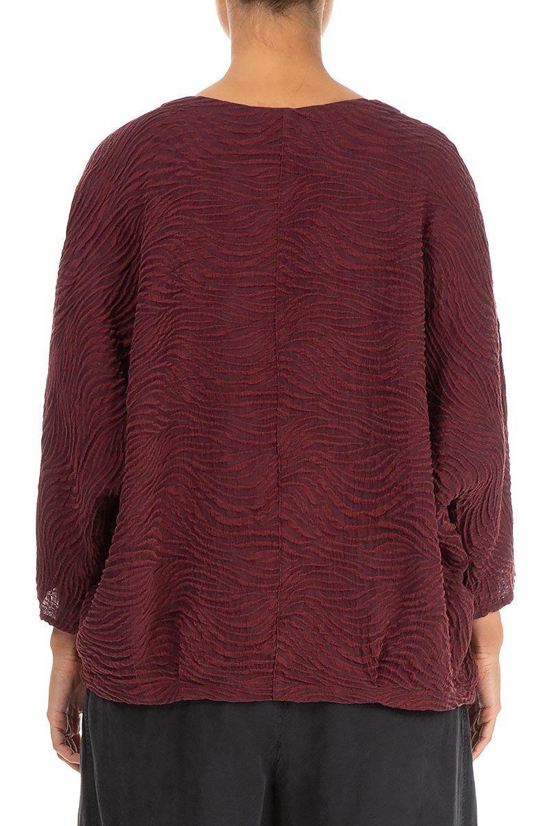 Wawes Burgundy Silk Linen Blouse