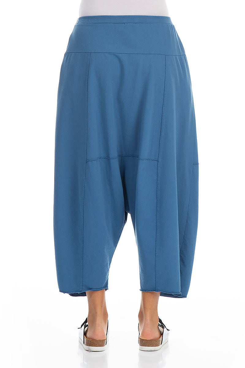 Wide Baggy Atlantic Blue Cotton Trousers