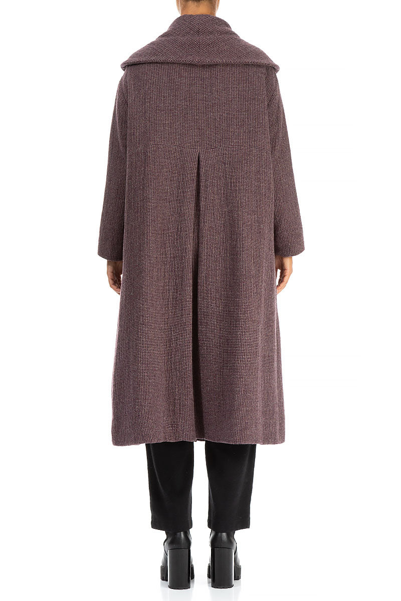 Wide Collar Purple Brown Wool Swing Coat 2