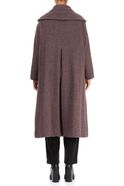 Wide Collar Purple Brown Wool Swing Coat 2