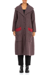 Wide Collar Purple Brown Wool Swing Coat 1