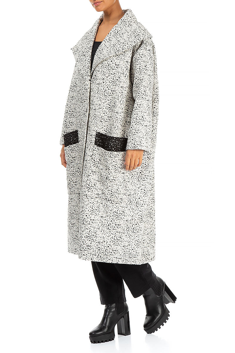 Wide Collar Dotty Wool Swing Coat 4