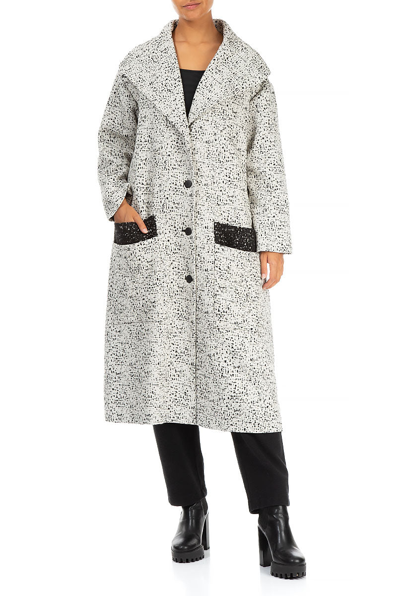 Wide Collar Dotty Wool Swing Coat 3