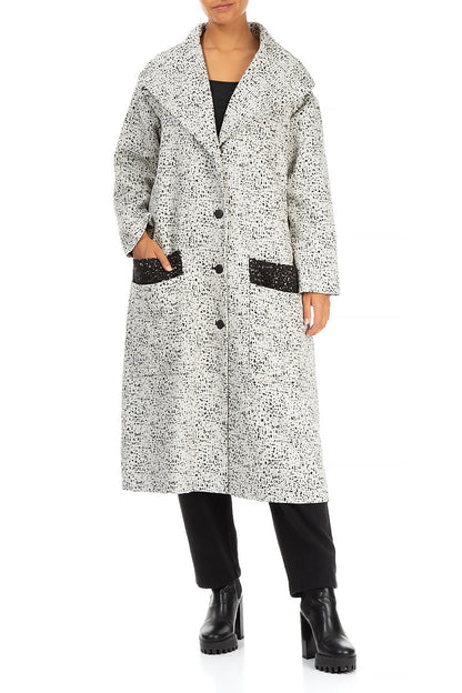 Wide Collar Dotty Wool Swing Coat 3