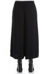 Wide Cropped Dark Navy Viscose Trousers 2