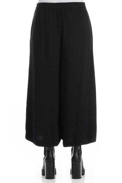 Wide Cropped Dark Navy Viscose Trousers 2
