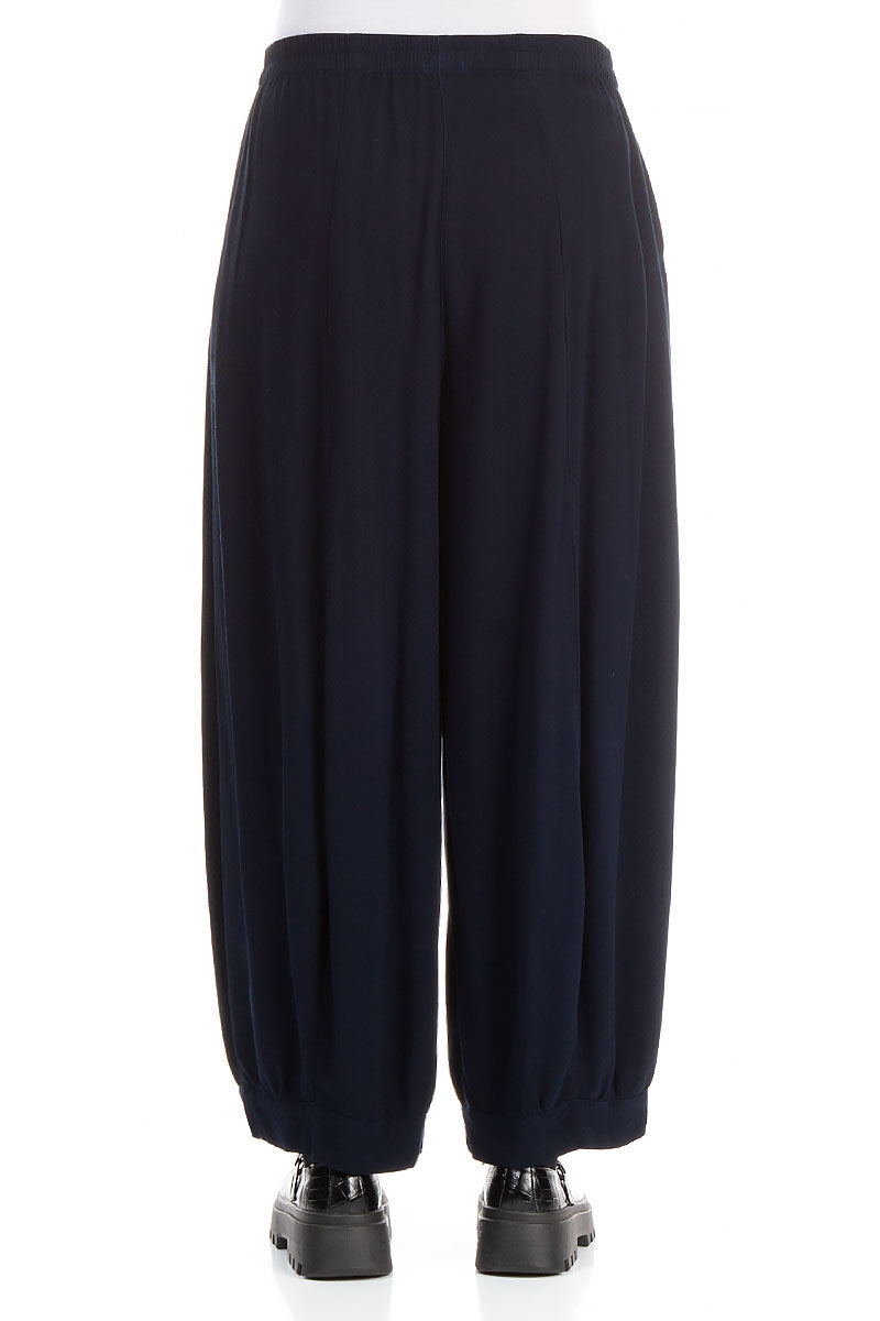 Wide Dark Blue Viscose Trousers