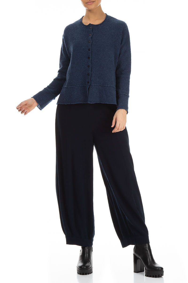 Wide Dark Blue Viscose Trousers