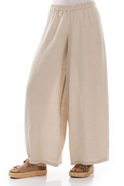 Wide Natural Linen Trousers