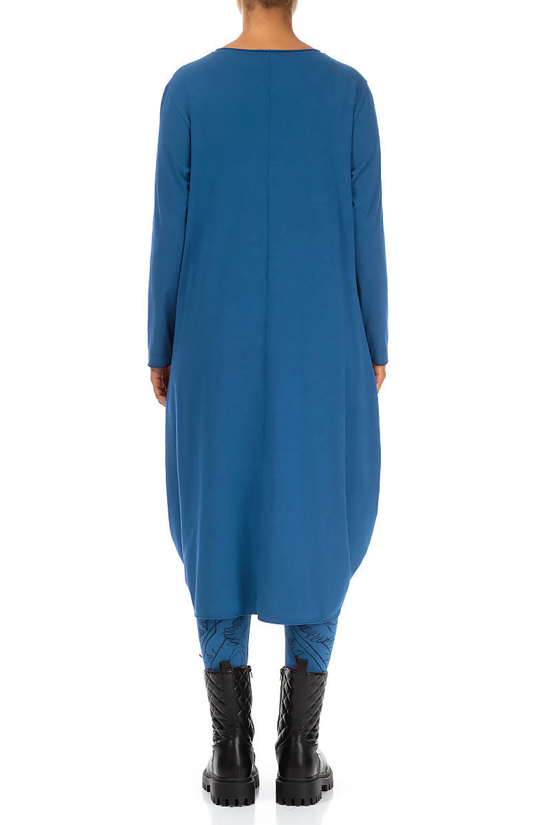 Wide Petrol Blue Cotton Dress