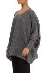 Wide Boxy Grey Wool Sweater 3