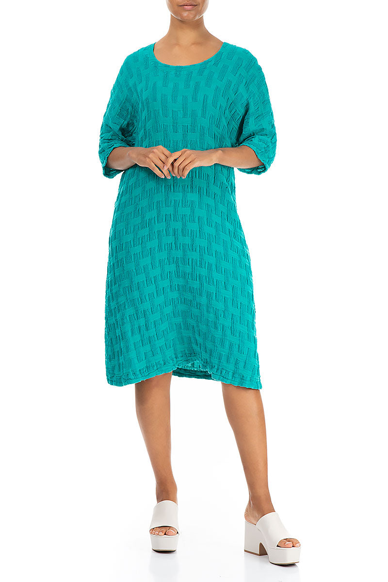 Woven Texture Ocean Linen Dress 3