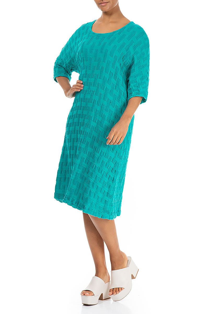 Woven Texture Ocean Linen Dress 4