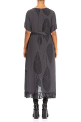 Wrap Leaves Anthracite Viscose Dress 2