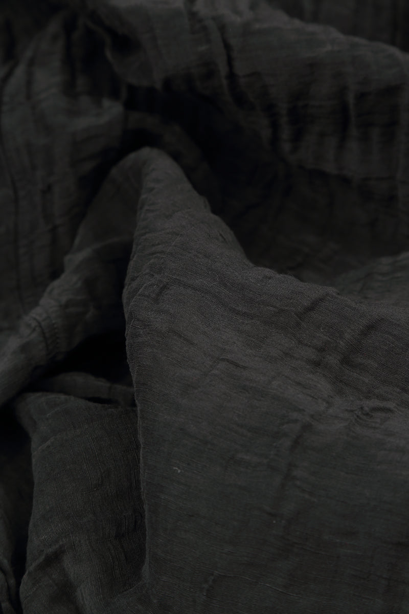 Balloon Crinkled Black Silk Linen Jacket 6